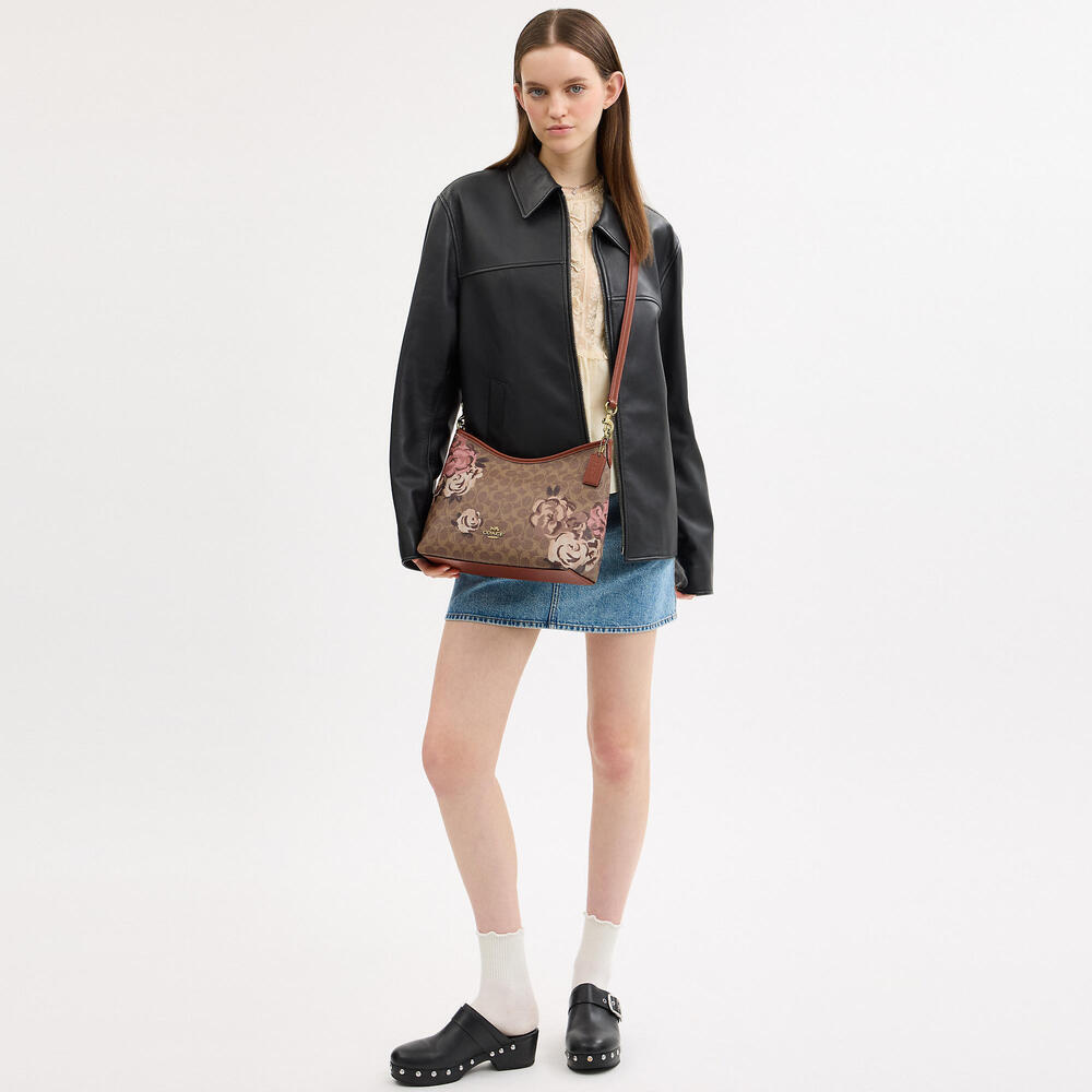 Authentic COACH Laurel Shoulder Bag; Signature Canvas w/ Rose Print